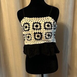 Rebellion Monochrome Crochet Crop Top